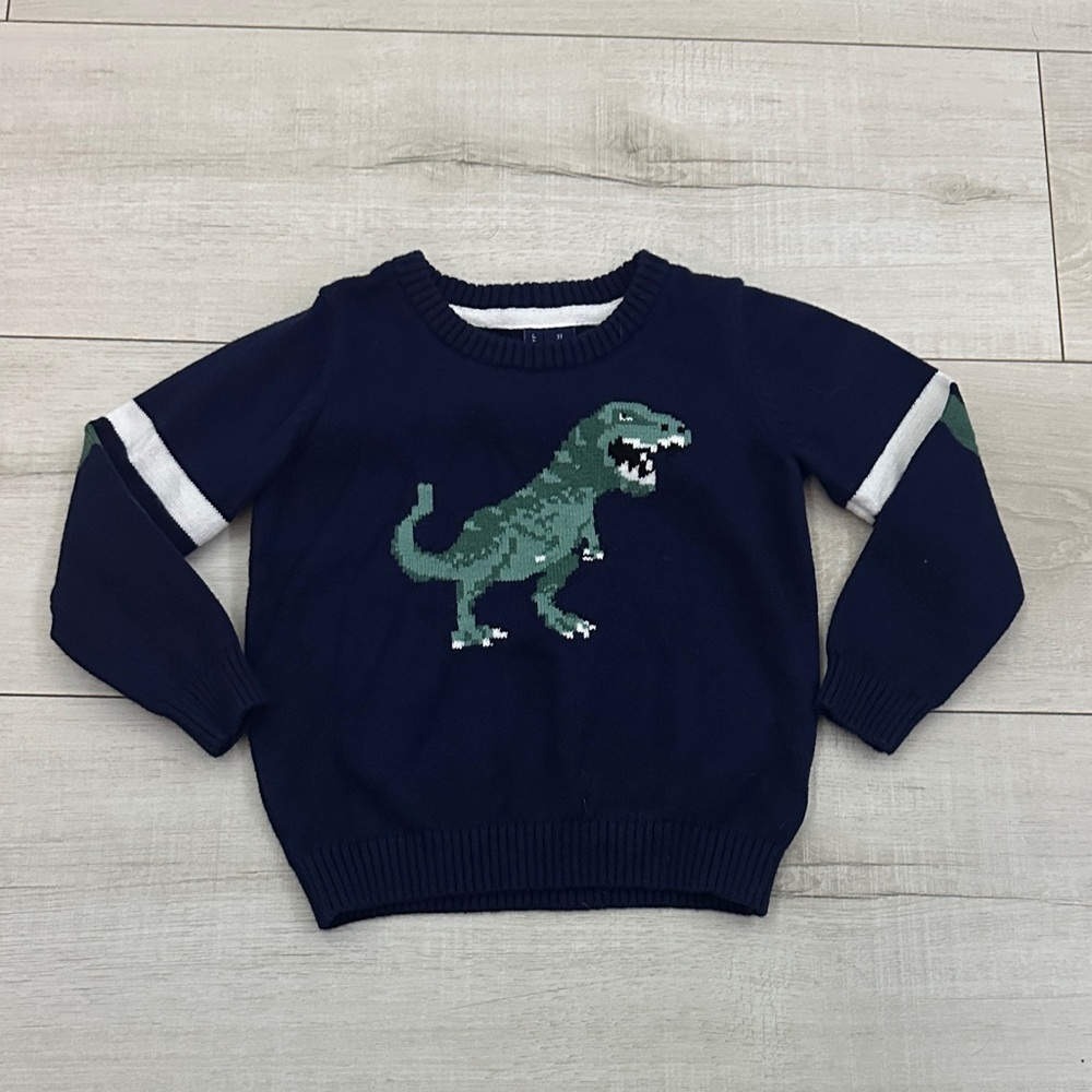 Janie and Jack Navy Blue Dinosaur Kids Crewneck Sweater